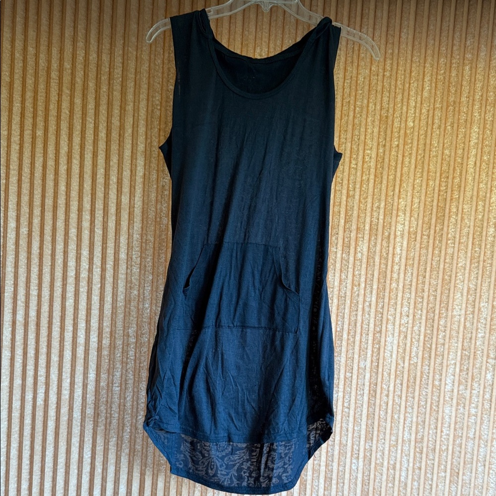 Sleeveless charcoal hooded coverup